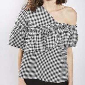 Topshop Black And White Gingham Blouse - image 1